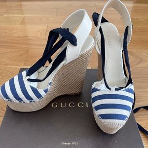 Gucci Tie Up Espadrille Wedges